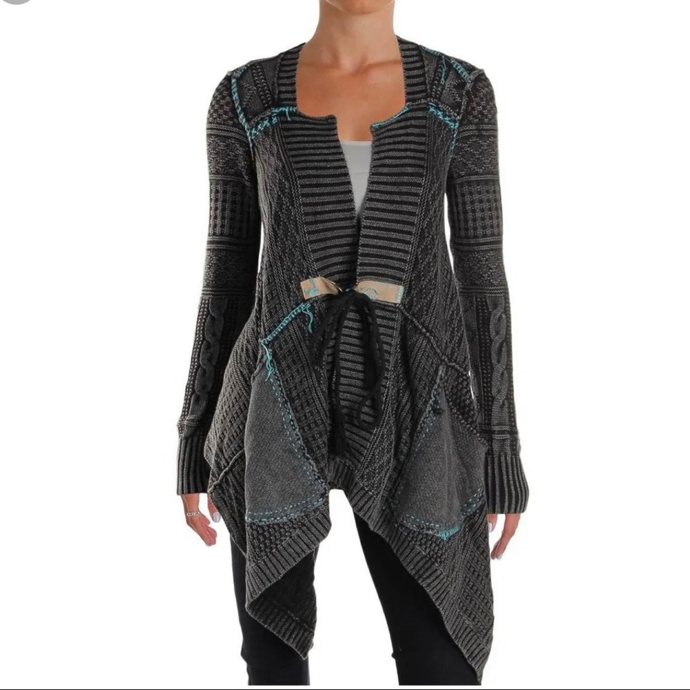 Free People Gray and blue distressed cardigan!